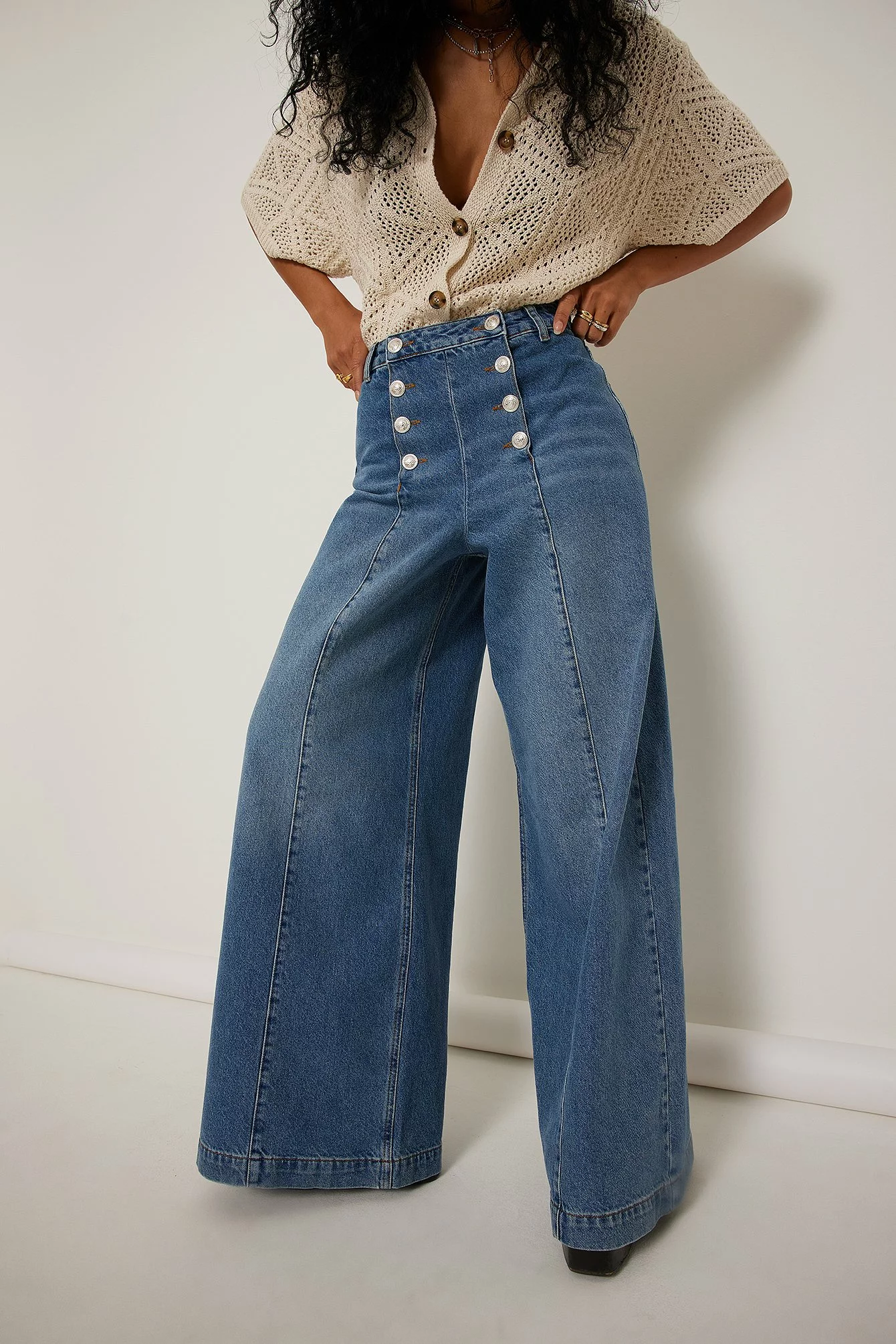 MRJULLS X NA-KD Button Detail Wide Leg Denim - Image 4