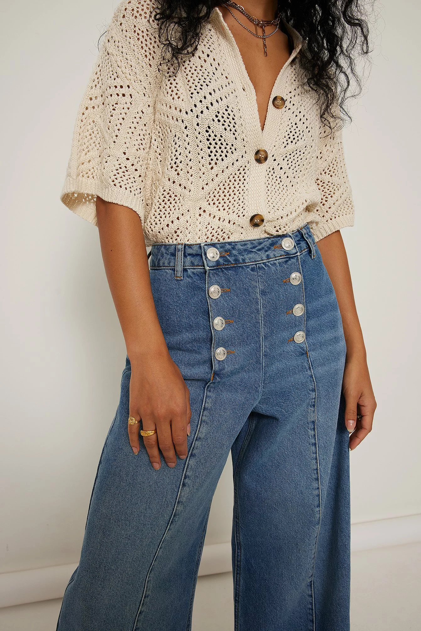 MRJULLS X NA-KD Button Detail Wide Leg Denim - Image 3