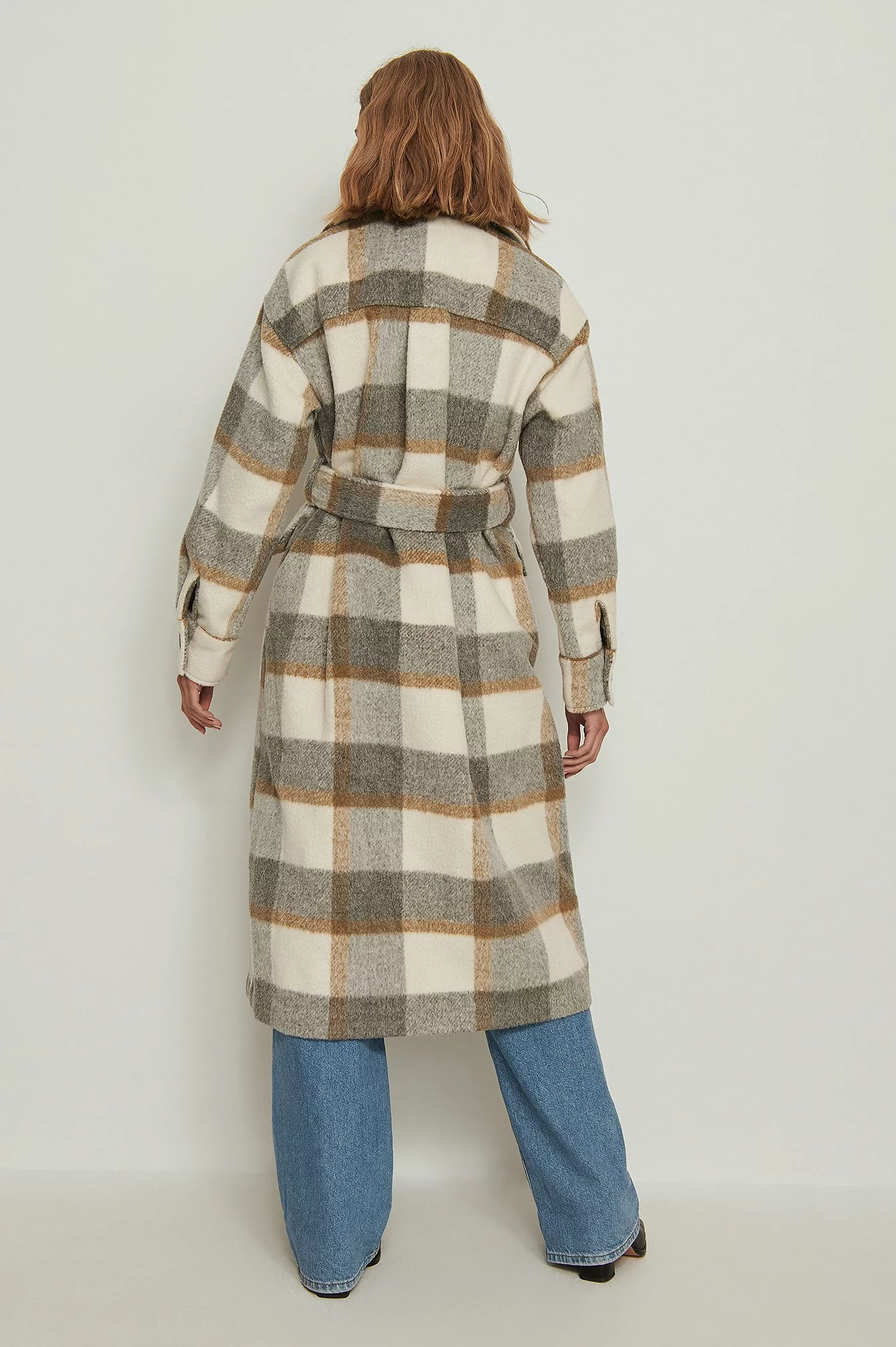 NA-KD Checked Oversized Belted Coat - Image 15