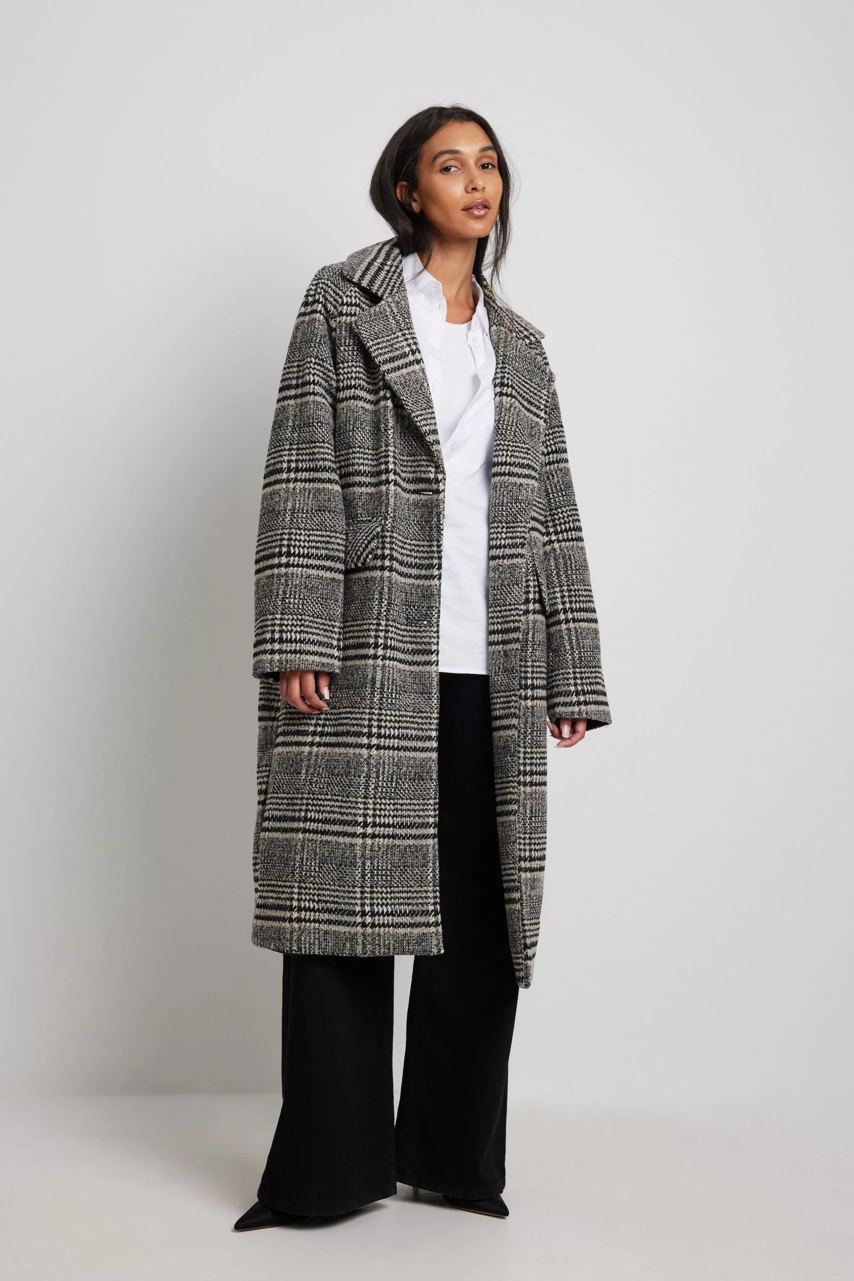 NA-KD Checked Oversized Coat