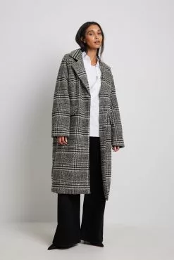NA-KD Checked Oversized Coat