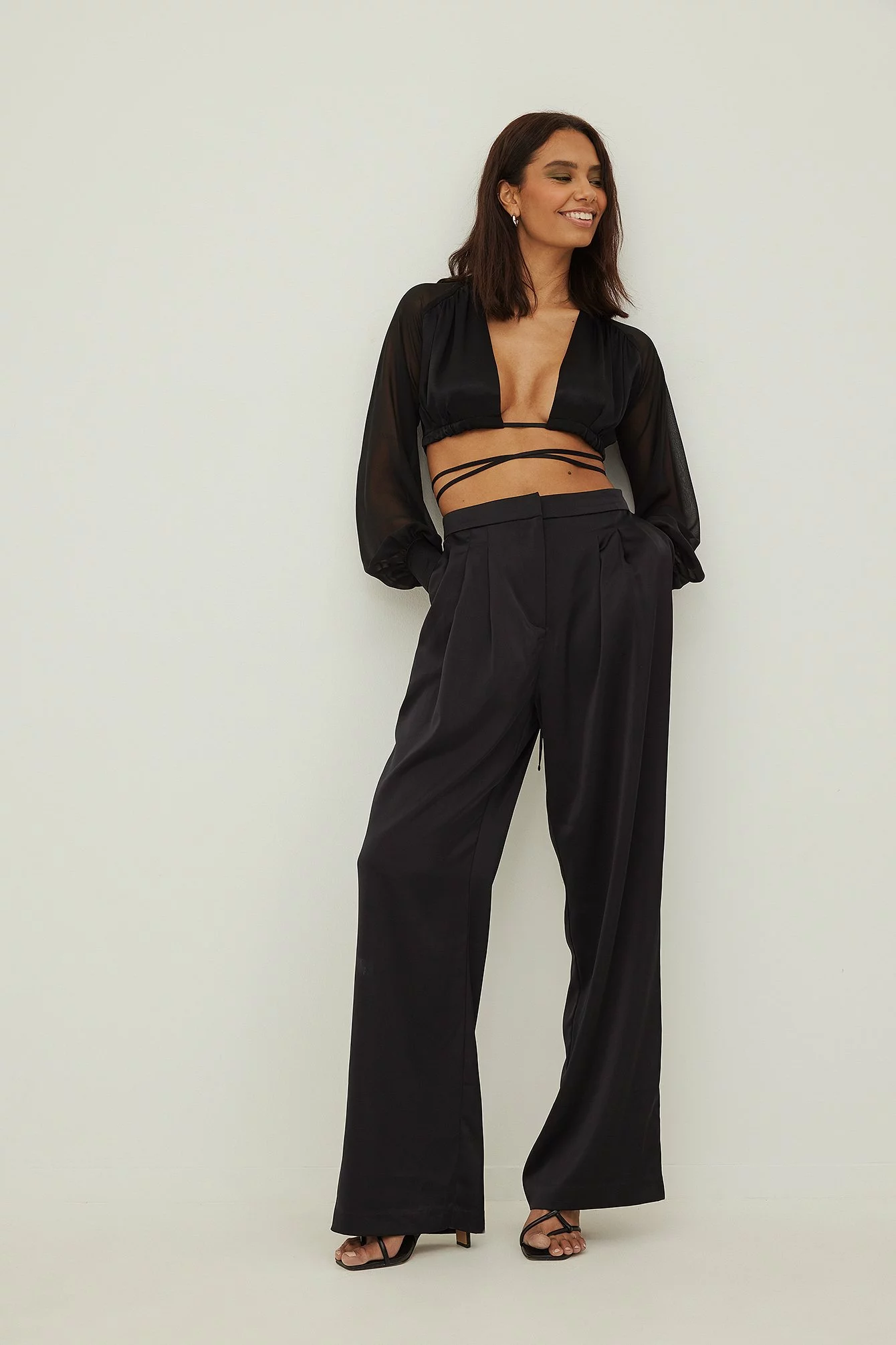 NA-KD Party Chiffon Sleeve Satin Blouse - Image 4