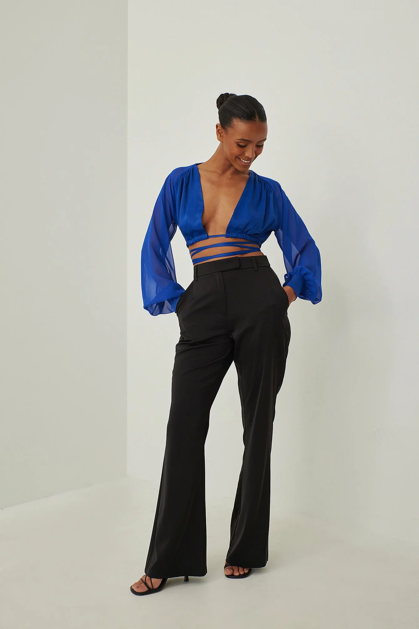 NA-KD Party Chiffon Sleeve Satin Blouse - Image 7