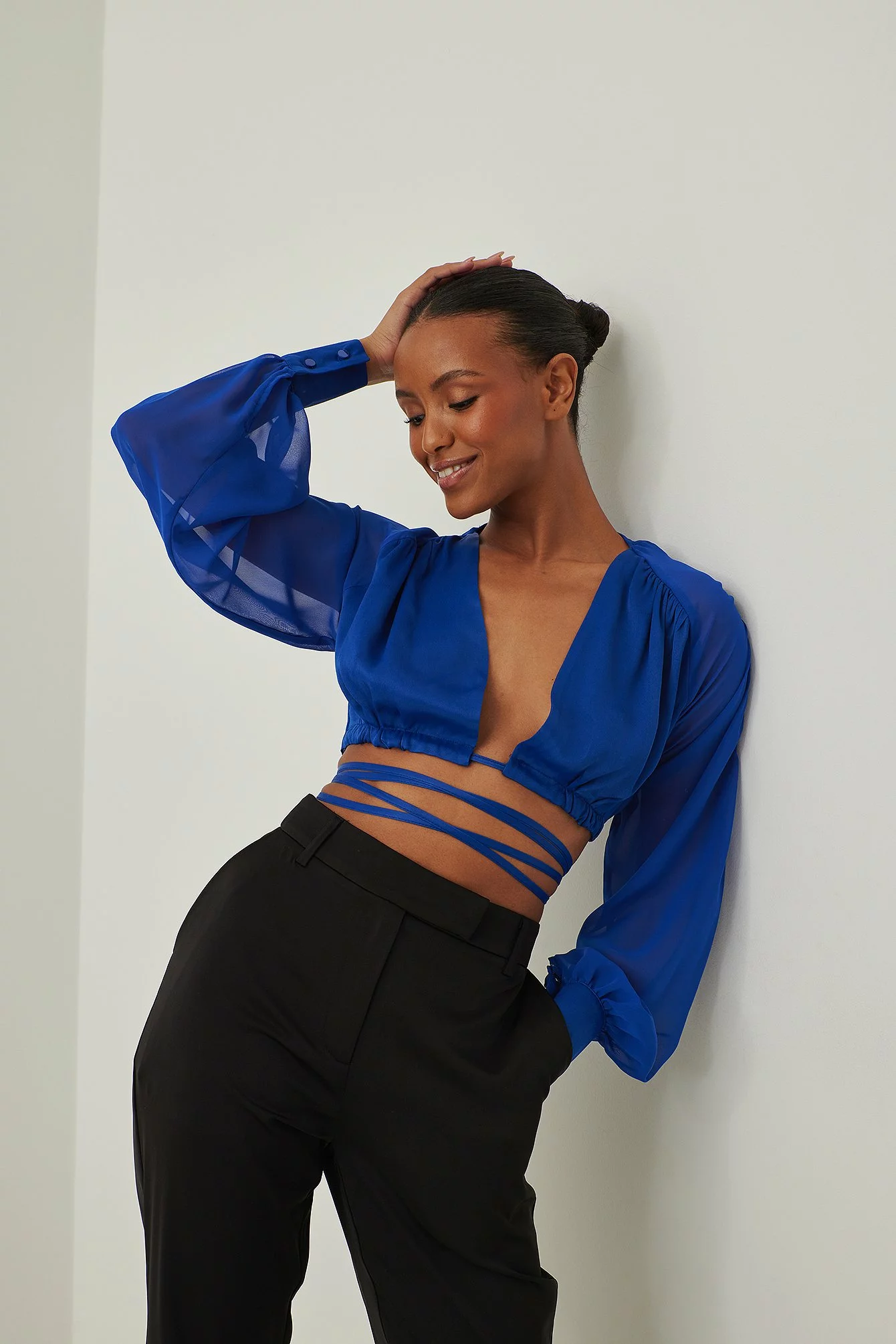 NA-KD Party Chiffon Sleeve Satin Blouse - Image 5