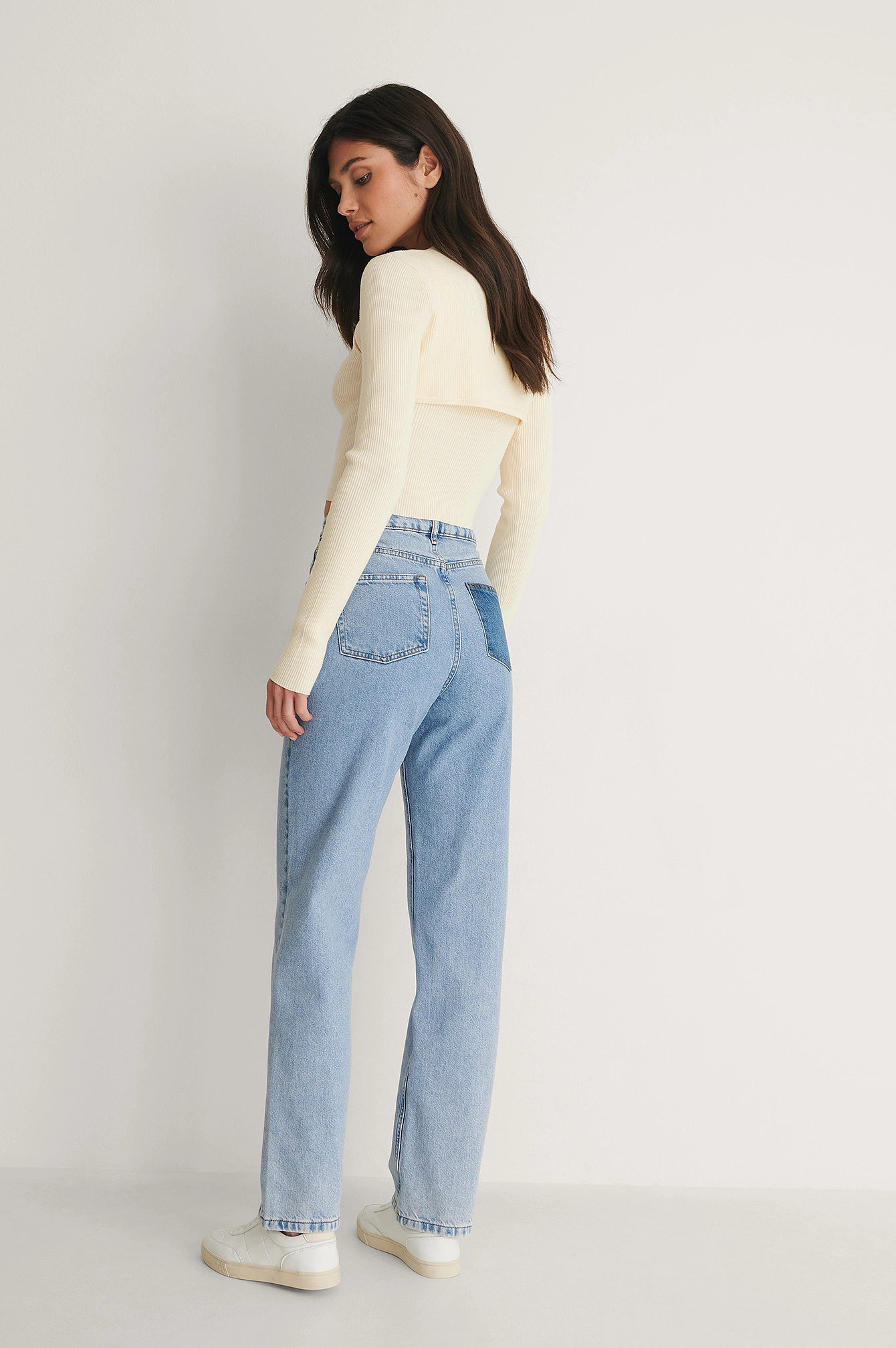 NA-KD Contrast Pocket High Waist Denim