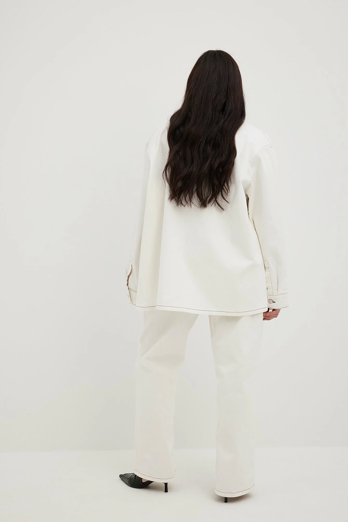 NA-KD Contrast Seam Oversized Denim Shirt - Image 2