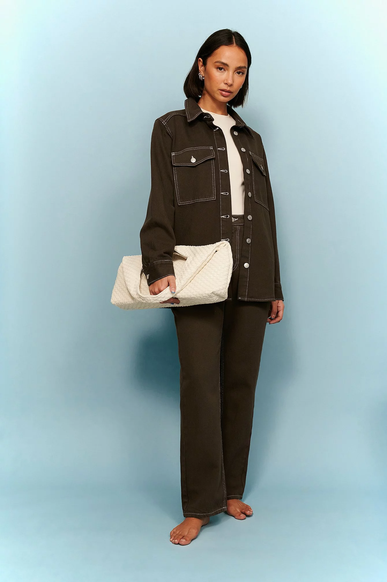 NA-KD Trend Contrast Seam Straight Jeans - Image 11