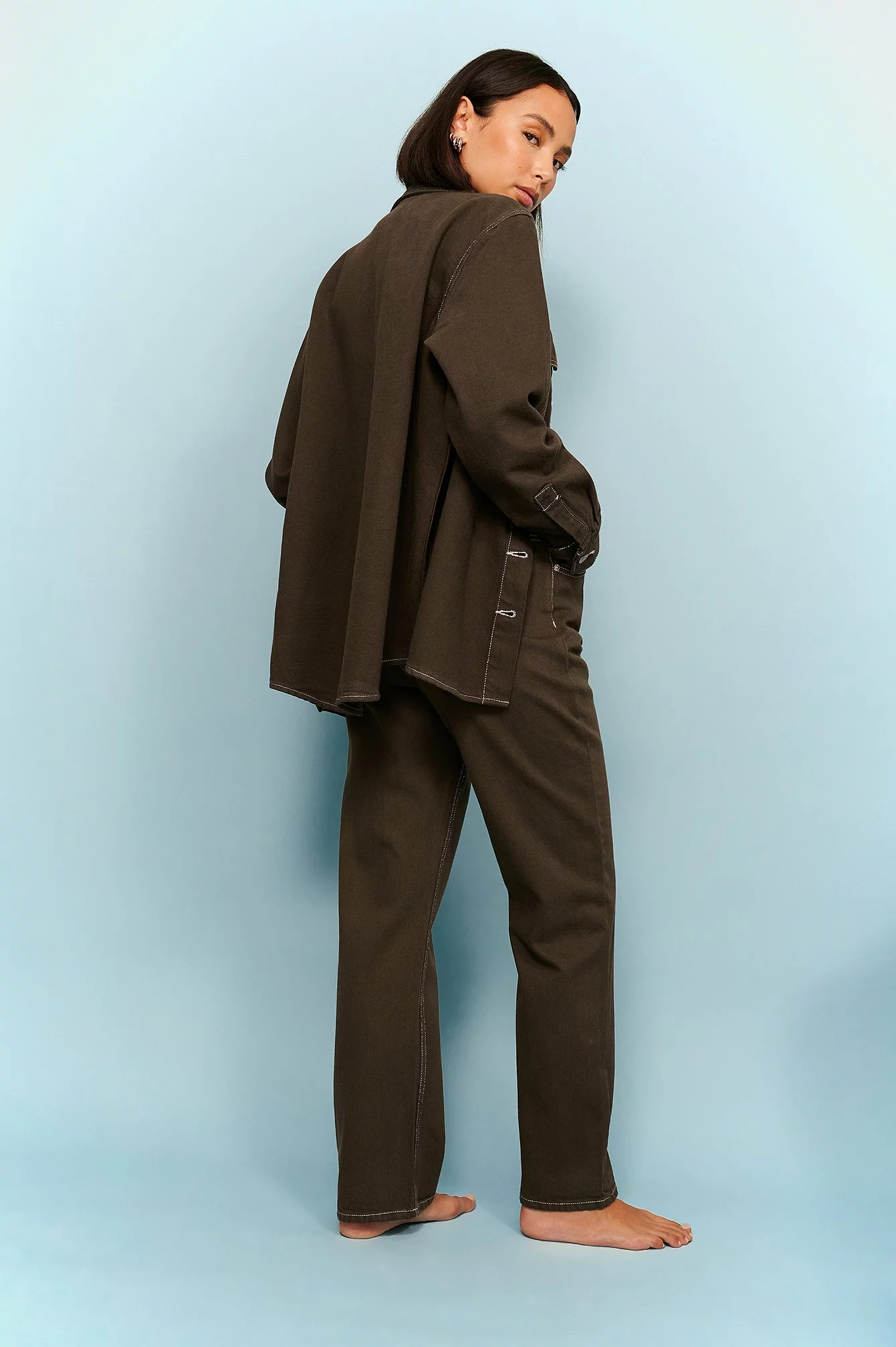 NA-KD Trend Contrast Seam Straight Jeans - Image 12