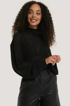 NA-KD Cowl Neck Sheer Blouse
