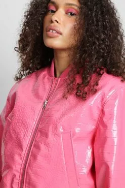 NA-KD Trend Croco Pu Bomber Jacket