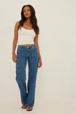 NA-KD Trend Curved Seam Denim
