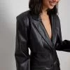 Angelica Blick X NA-KD Cut Out Fitted Waist PU Blazer
