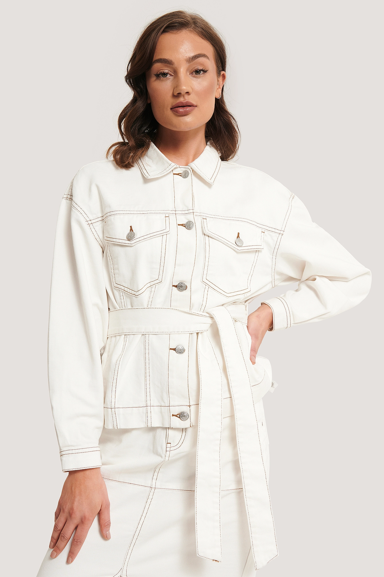 NA-KD Trend Denim Contrast Seam Jacket - Image 2