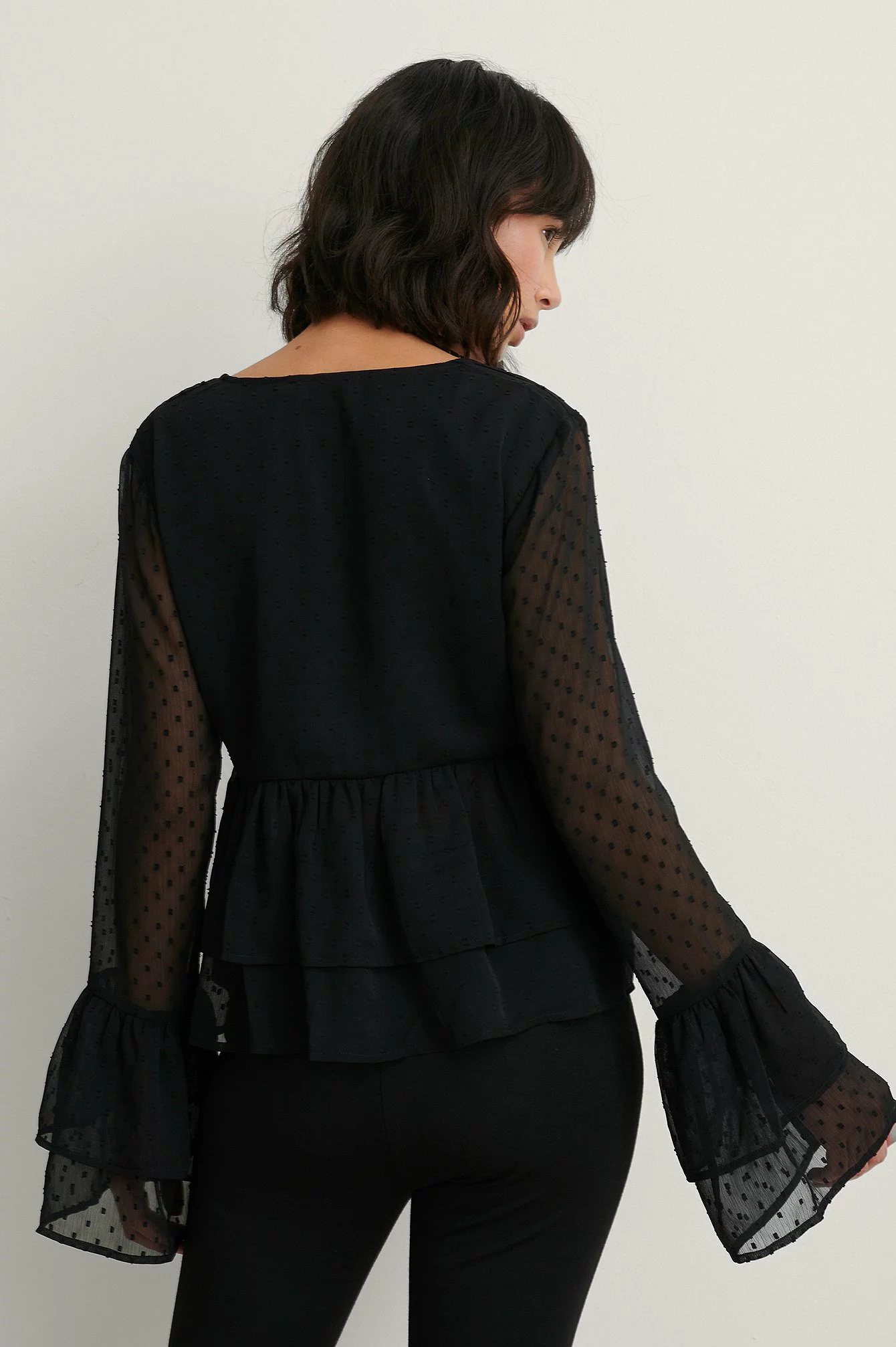 NA-KD Dobby Flounce Blouse - Image 2