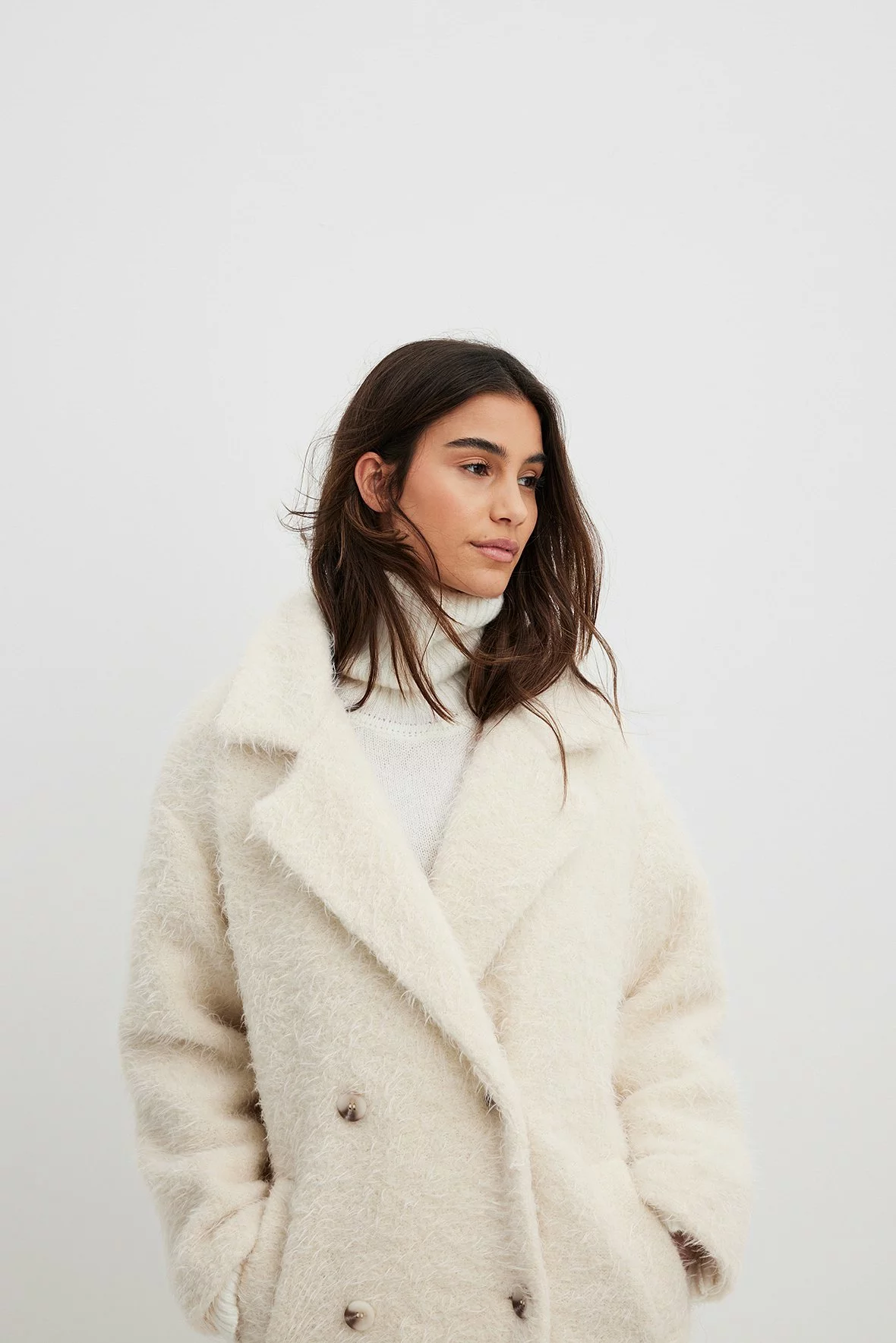 NA-KD Trend Double Buttoned Hairy Coat - Image 5