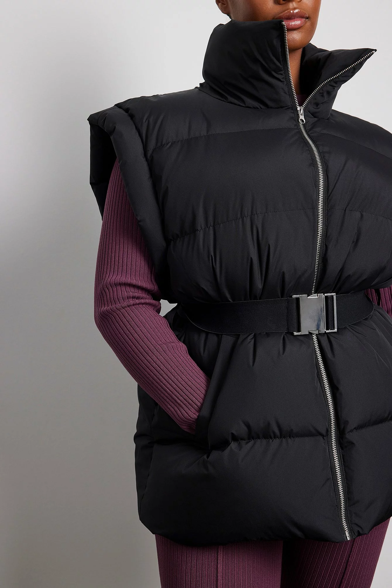 NA-KD Future Down Blend Padded Belted Vest