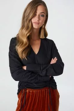 NA-KD Drawstring Asymmetric Shirt