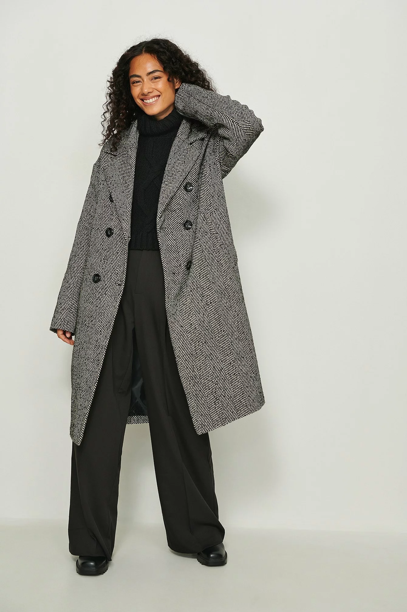 NA-KD Dropped Shoulder Herringbone Coat