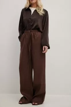 NA-KD Elastic Waist Linen Trousers