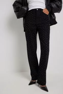 NA-KD Trend Embellished Straight Leg Denim