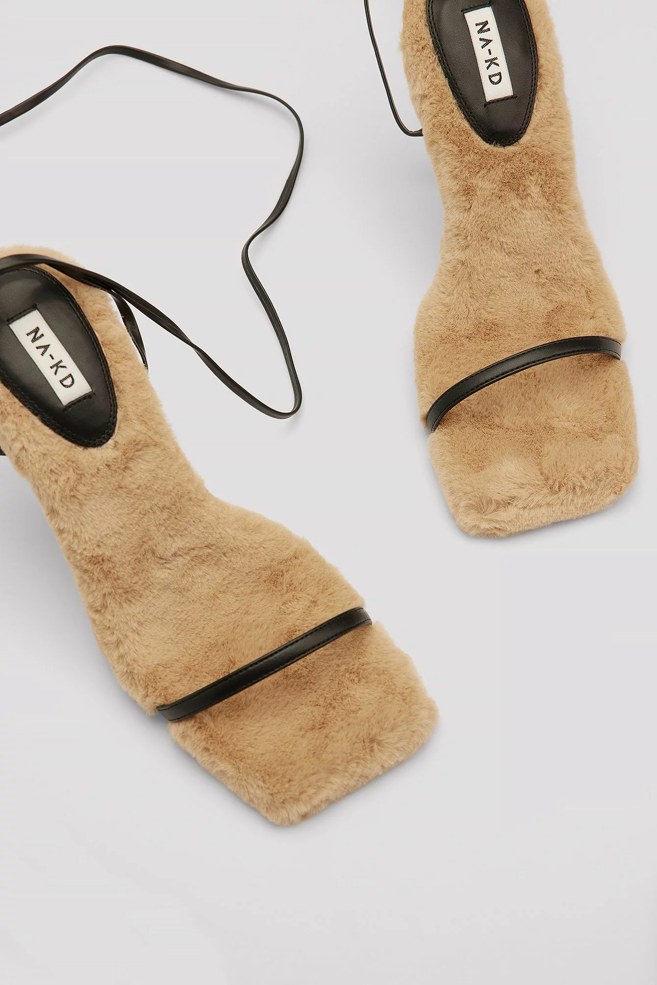 NA-KD Shoes Faux Fur Sole Strappy Heels - Image 9