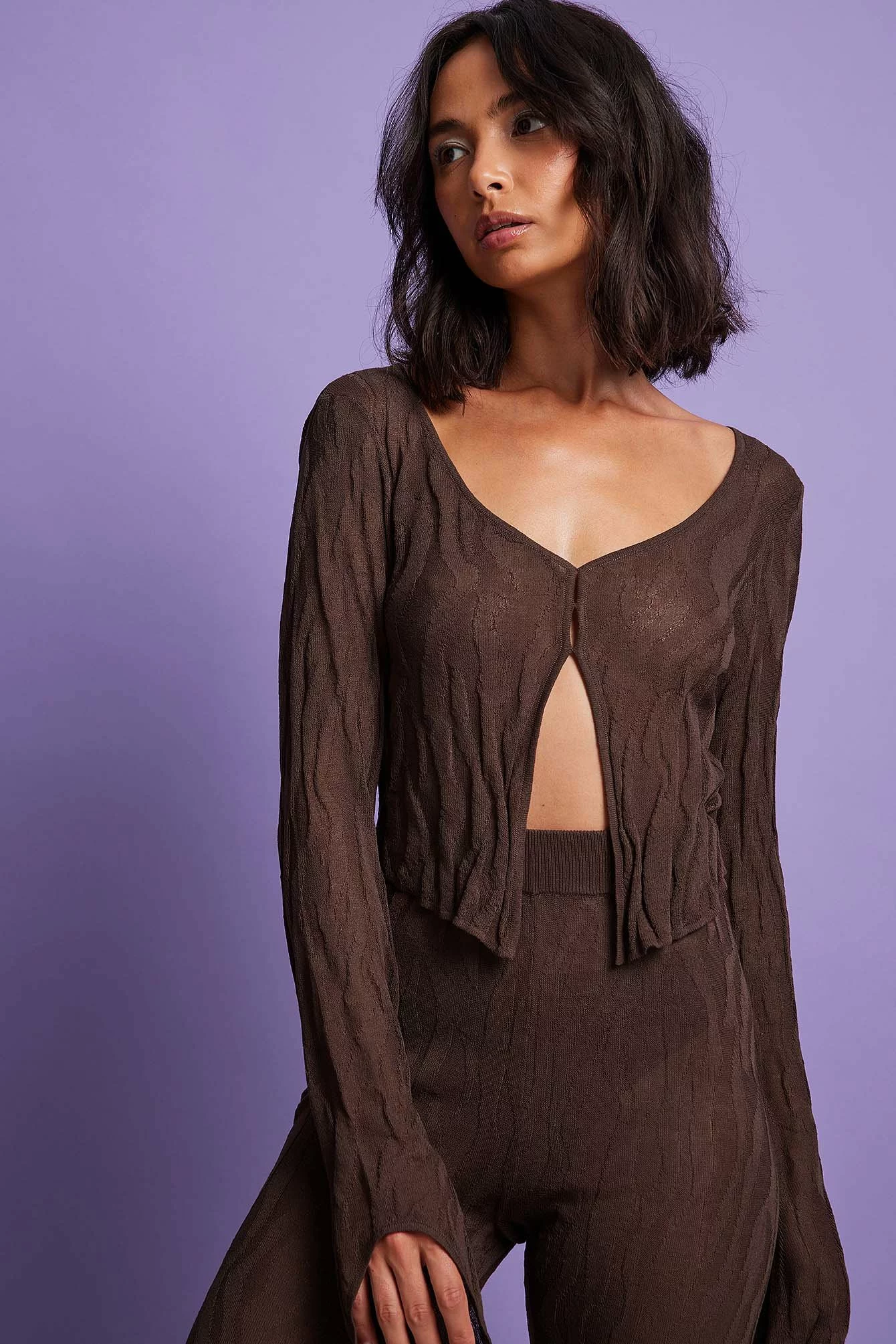 NA-KD Trend Fine Knitted Slit Trousers - Image 5