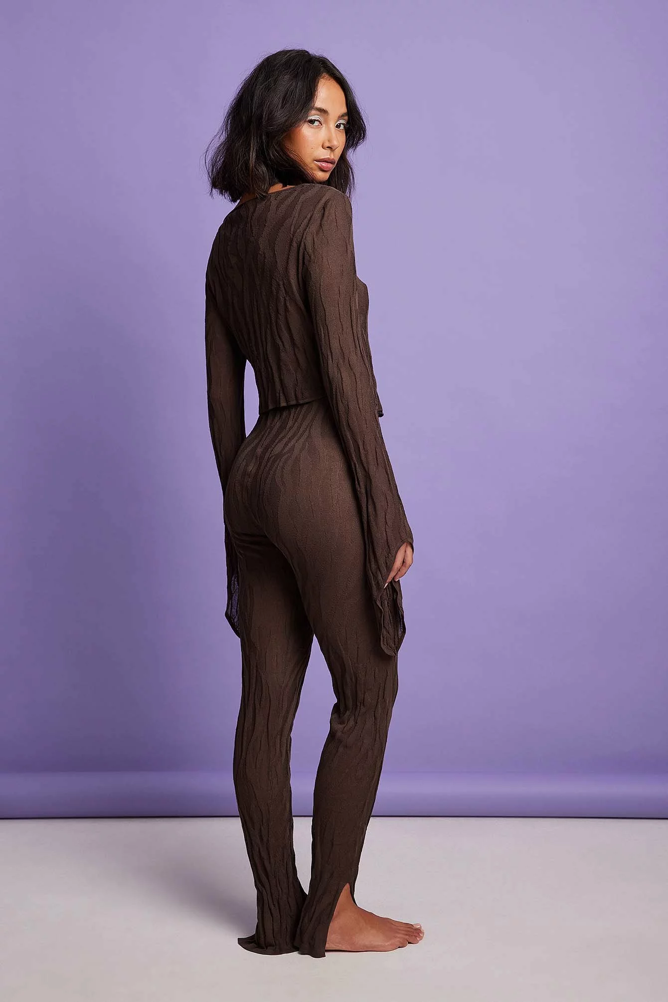 NA-KD Trend Fine Knitted Slit Trousers - Image 3