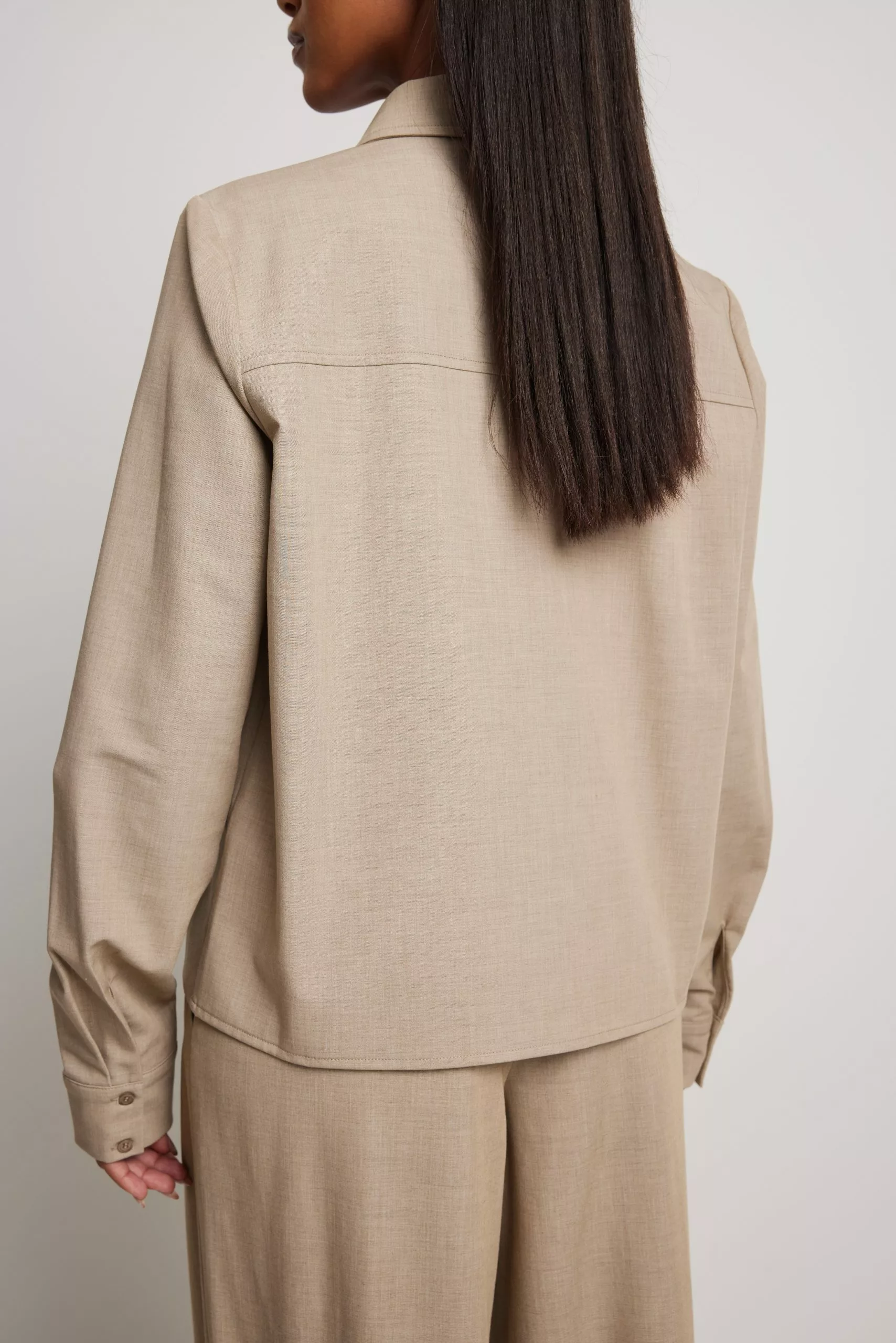 NA-KD Classic Melange Long Sleeve Shirt - Image 7