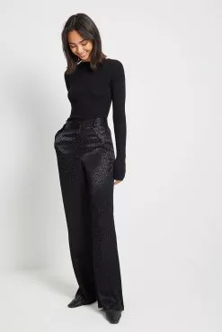 NA-KD Party Flared High Waist Jacquard Suit Pants
