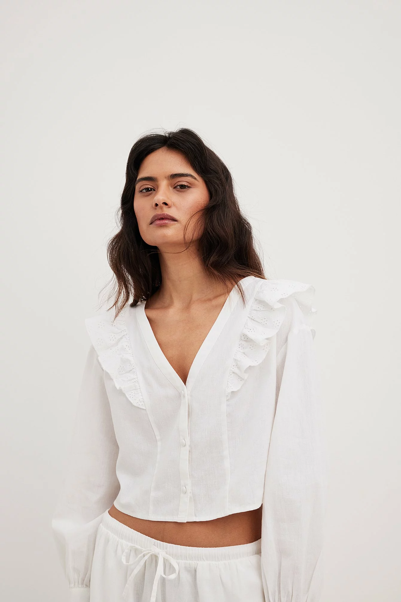 ChloƩ Schuterman X NA-KD Frill Detail Blouse - Image 3