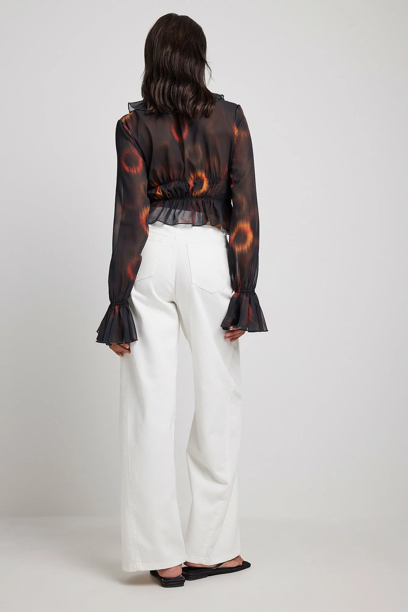 NA-KD Boho Frill Detail Chiffon Ls Blouse - Image 2