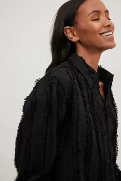 NA-KD Trend Fringe Detail Long Sleeve Shirt