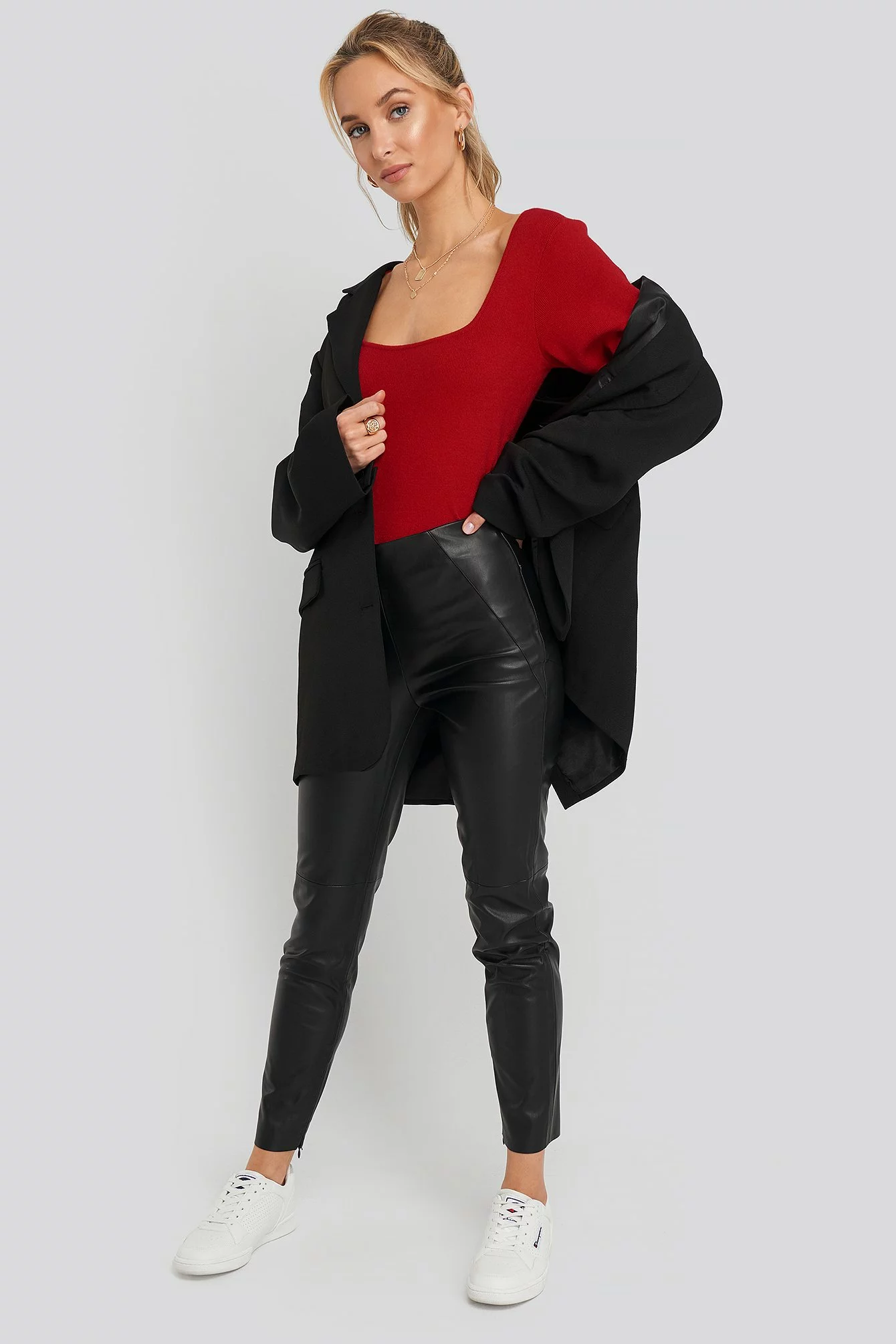 NA-KD Trend Front Detail Seam Pu Pants