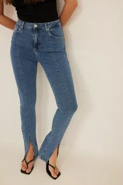 NA-KD Front Slit Skinny Jeans