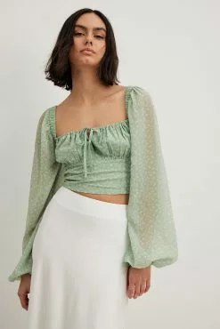 NA-KD Boho Gathered Cup Chiffon Blouse