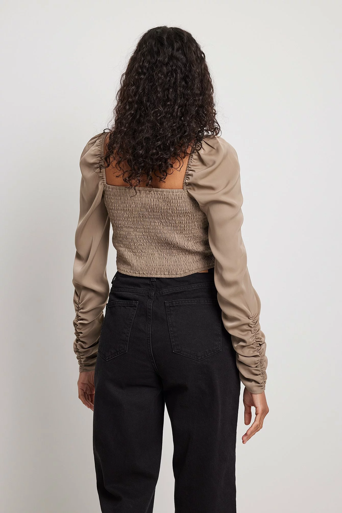 NA-KD Gathered Front Long Sleeve Blouse - Image 3