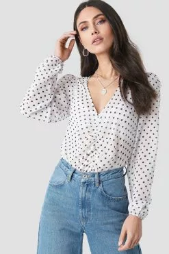 NA-KD Boho Gathered Front LS Blouse