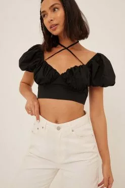 NA-KD Boho Gathered Front Cotton Top