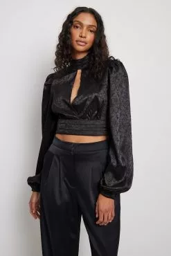 NA-KD Party Gathered Waist Long Sleeve Blouse