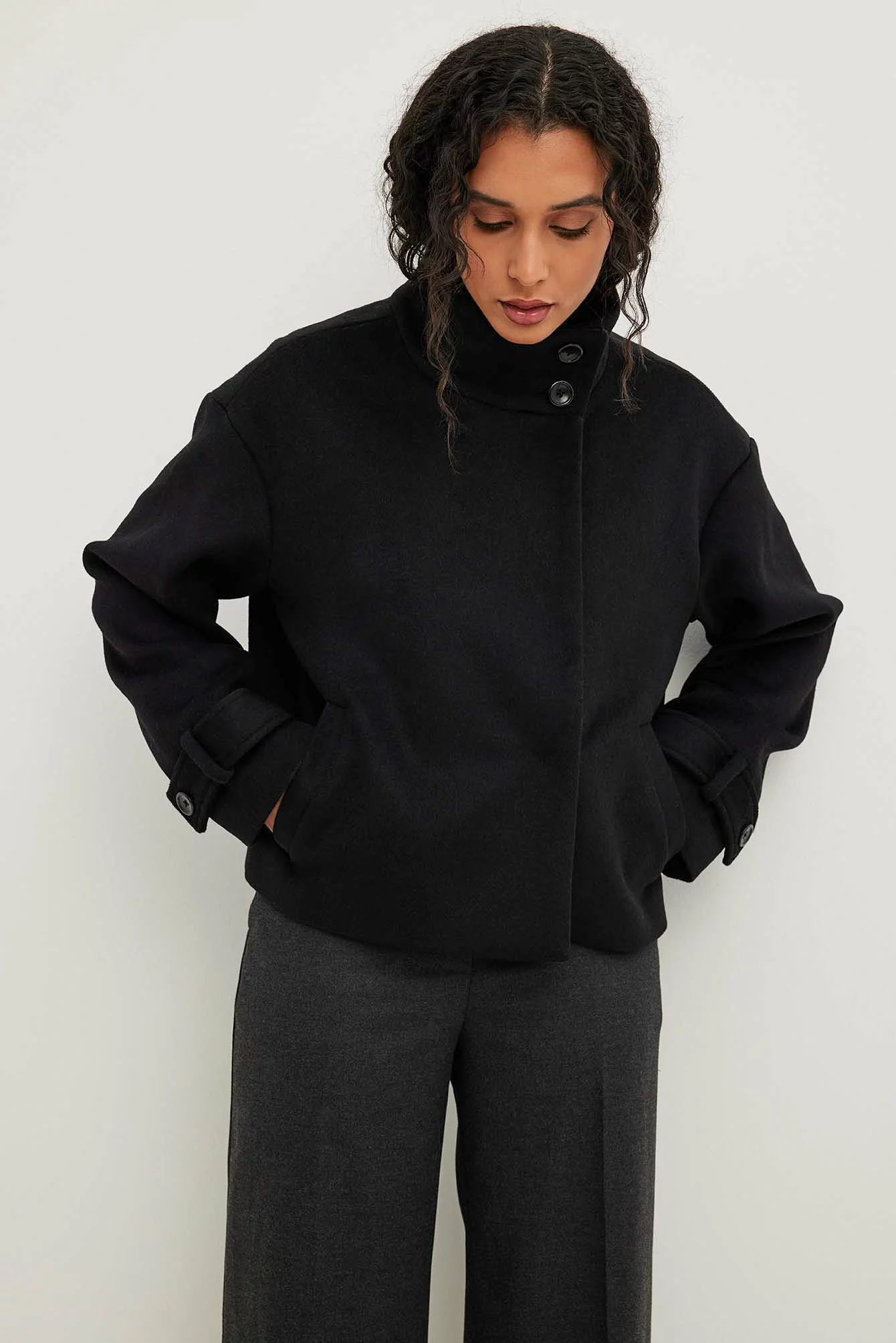 NA-KD High Neck Buttoned Coat - Image 6