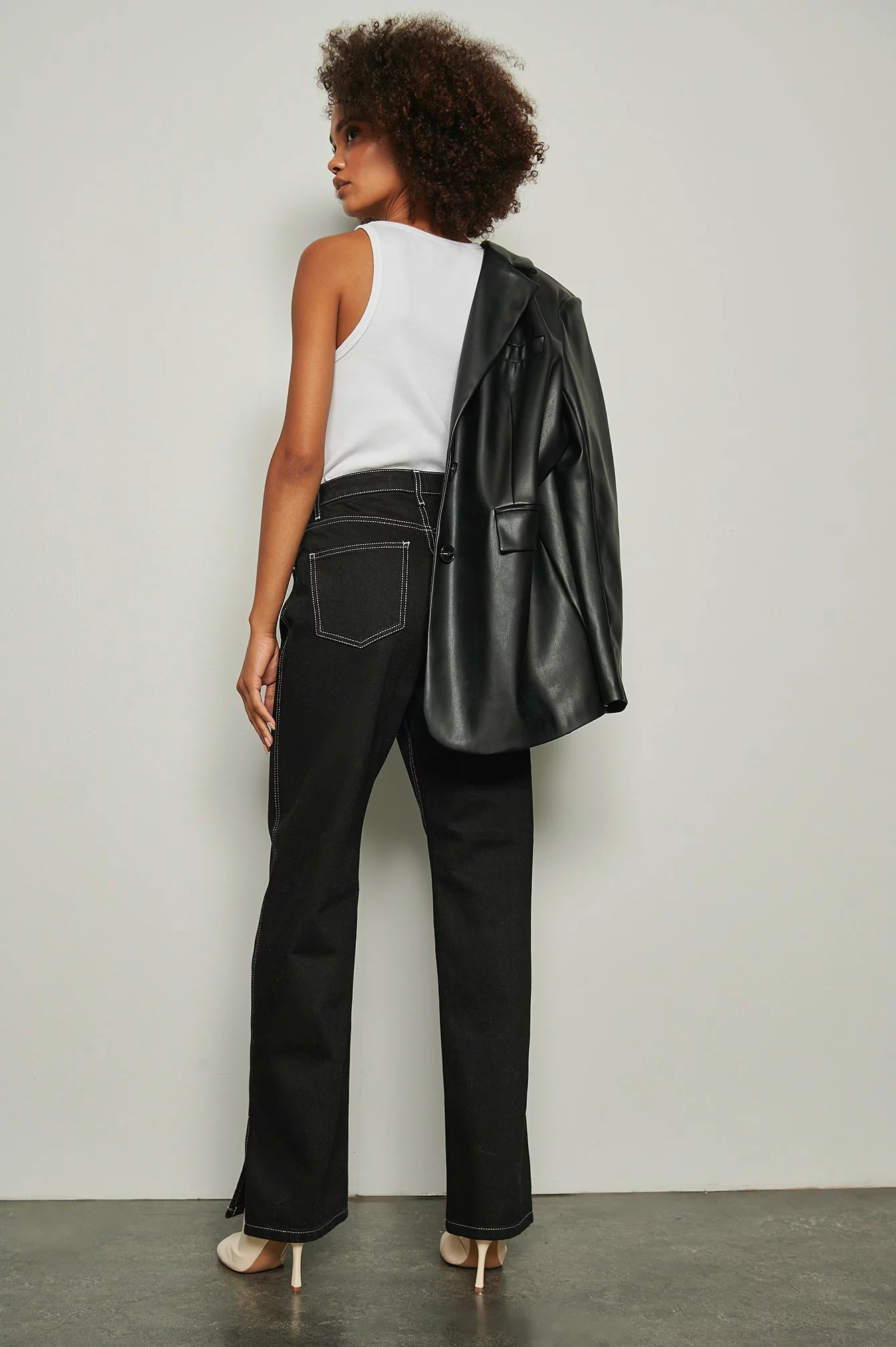 NA-KD Trend High Waist Straight Side Slit Jeans - Image 12