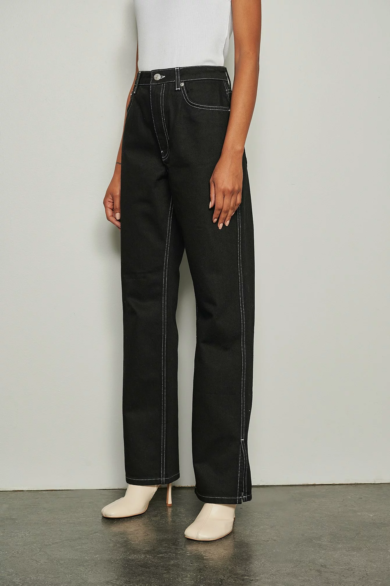 NA-KD Trend High Waist Straight Side Slit Jeans - Image 13