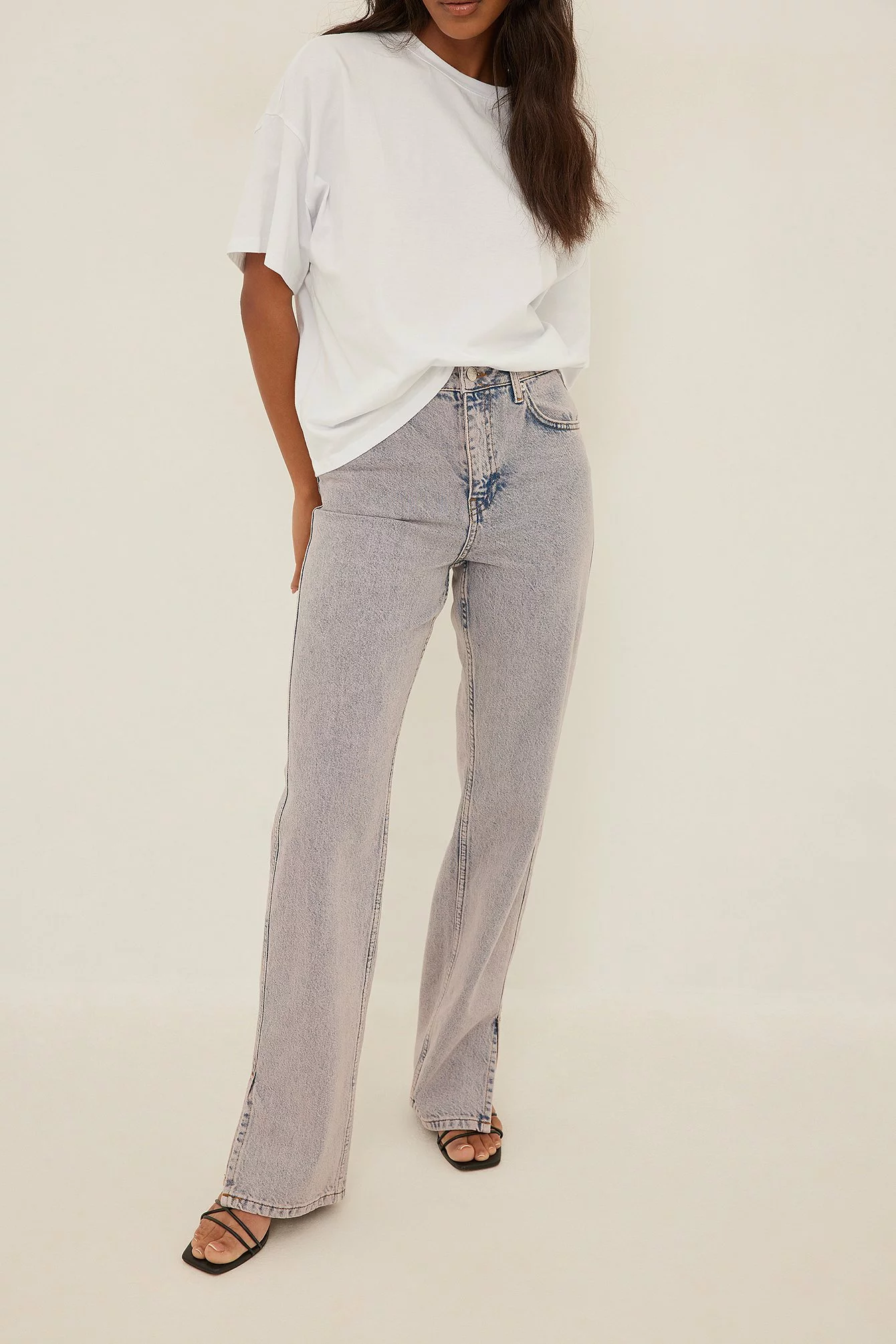 NA-KD Trend High Waist Straight Side Slit Jeans - Image 18