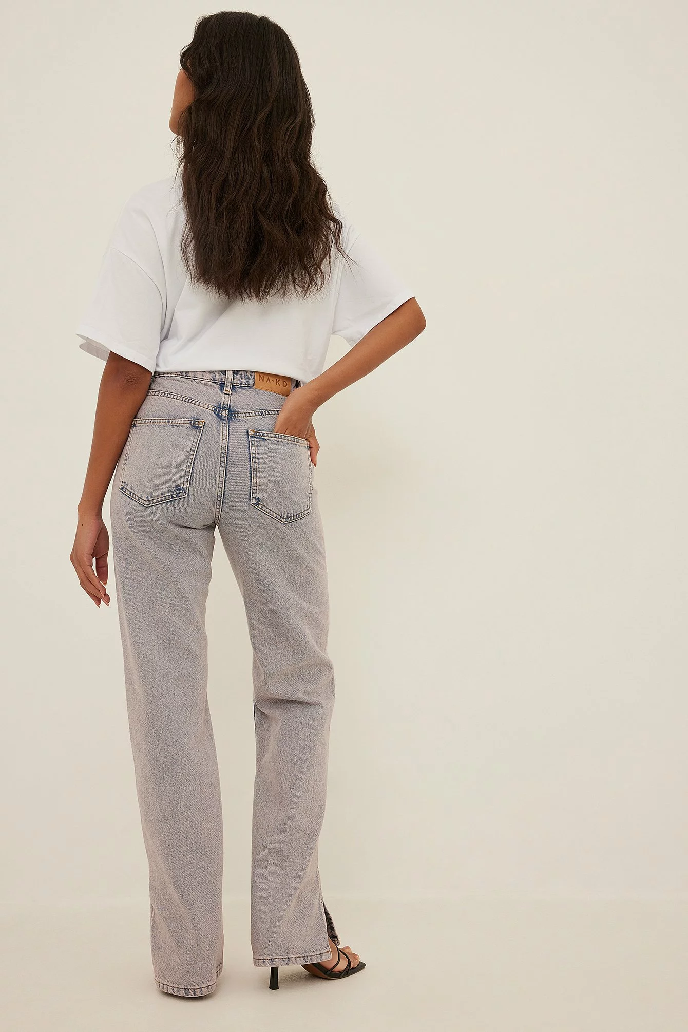 NA-KD Trend High Waist Straight Side Slit Jeans - Image 17