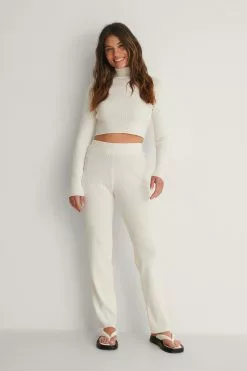 NA-KD Knitted Ribbed High Waist Pants