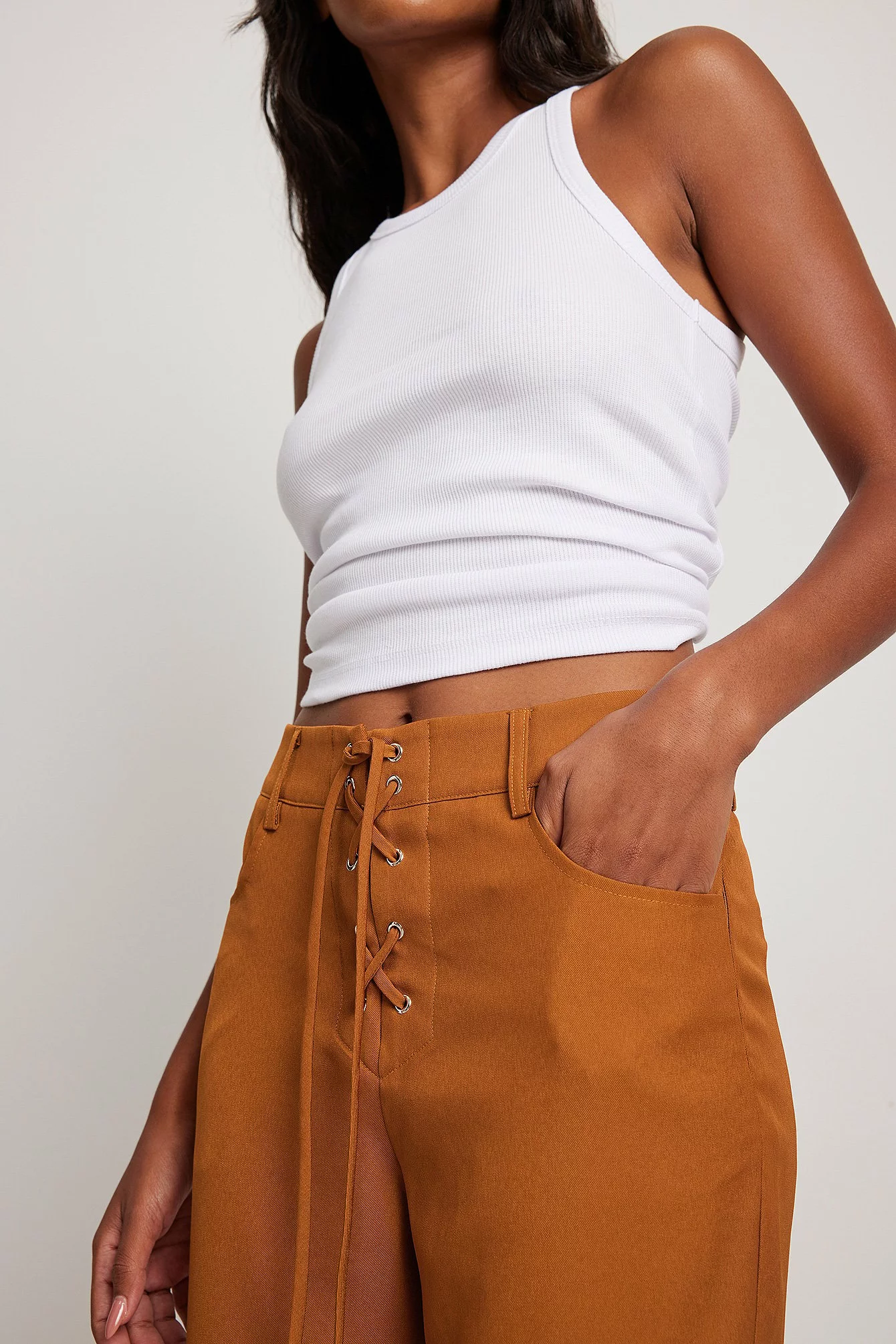 NA-KD Lace-Up Front Detail Suit Pants