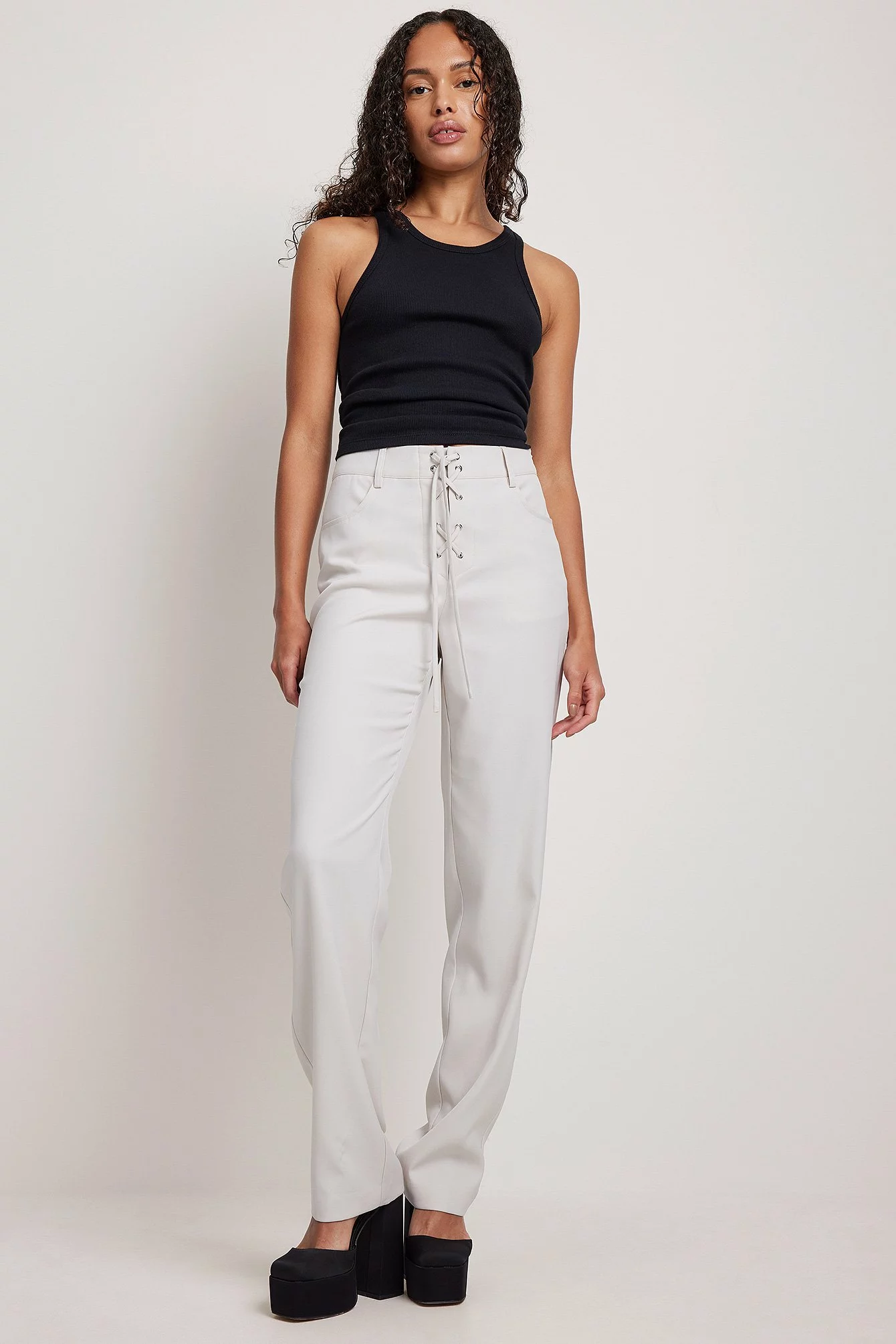 NA-KD Lace-Up Front Detail Suit Pants - Image 7