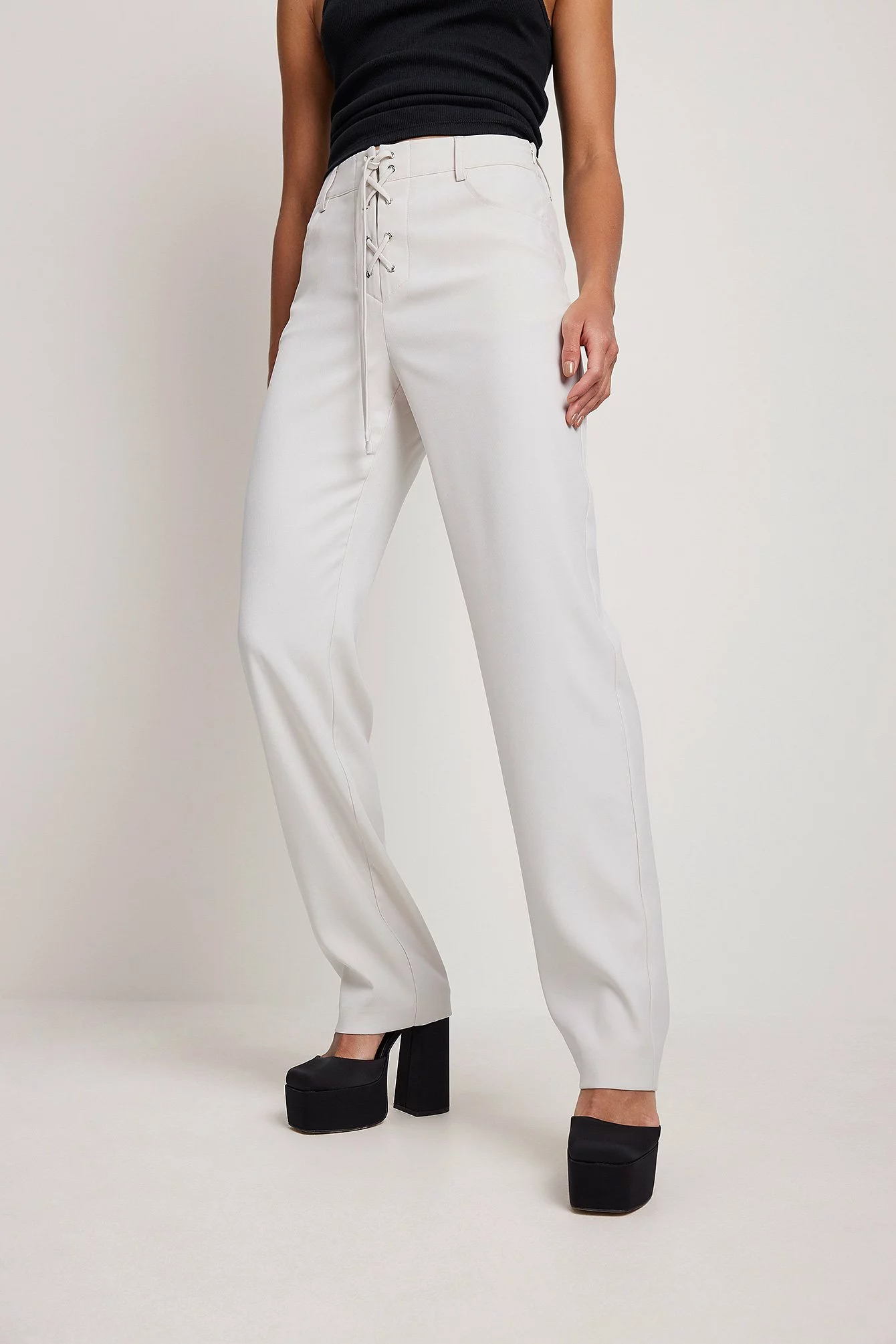 NA-KD Lace-Up Front Detail Suit Pants - Image 8