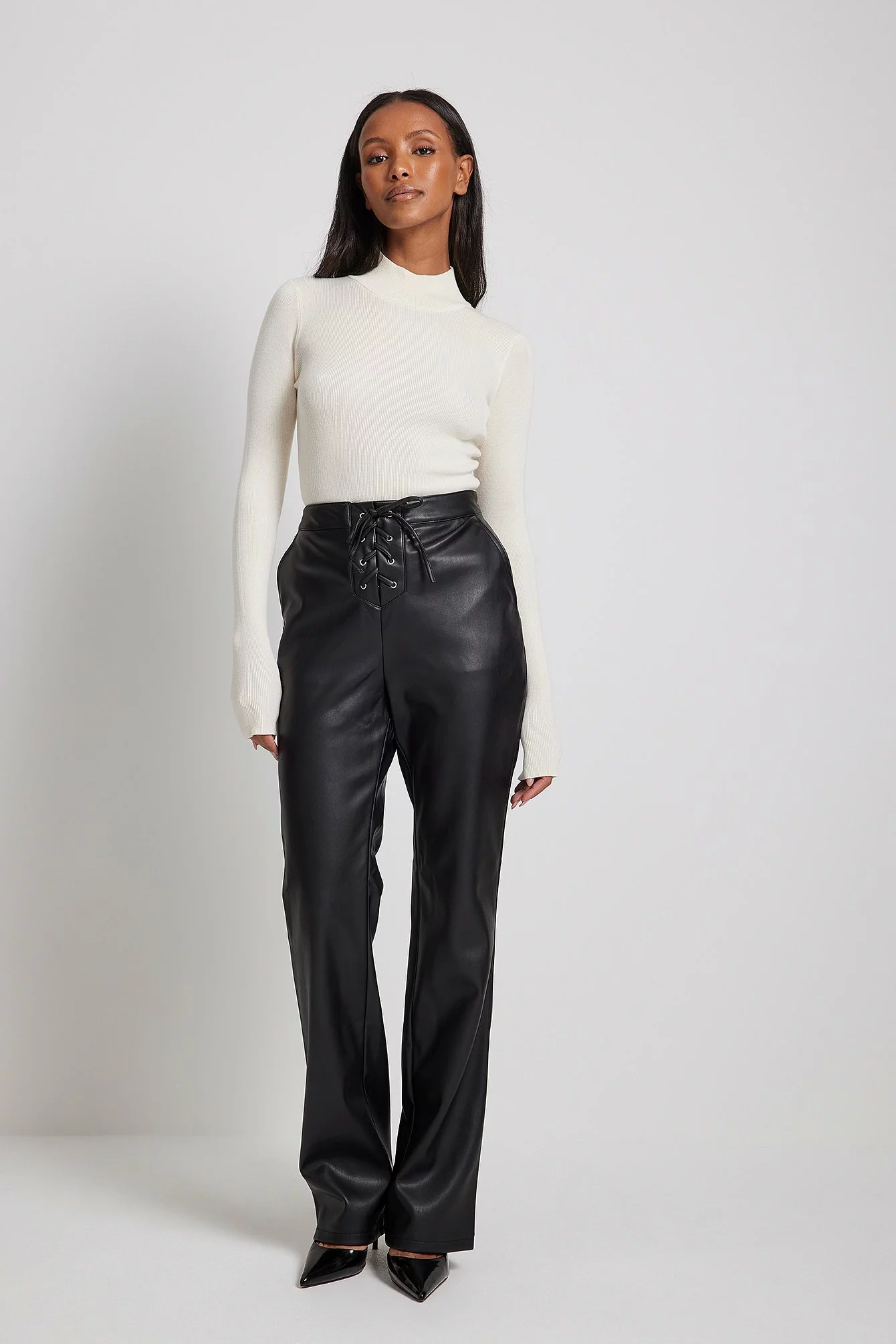 NA-KD Trend Lace-Up PU Pants