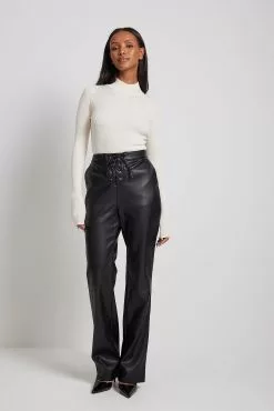 NA-KD Trend Lace-Up PU Pants